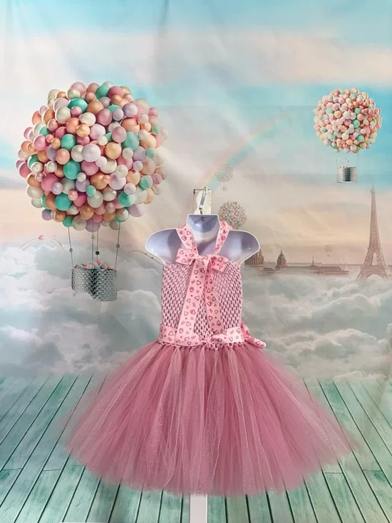 Handmade Pink Tulle Halter Flower Girl Dress - Picture 6 of 6